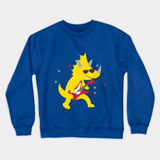 Triceratops Rocks - cool dinosaur guitarist Crewneck Sweatshirt